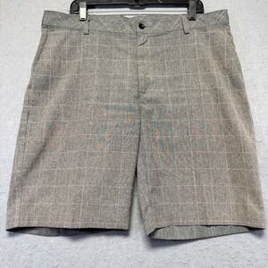 Ping Mens Grey Windowpane Plaid Golf Shorts Size 38x10 Performance Flat Front